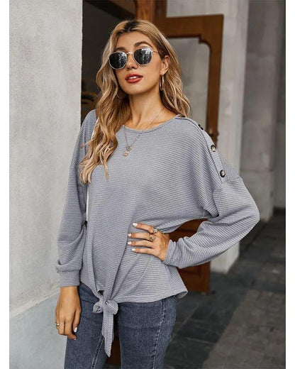 Contrast Button Shoulder Detail Sweater - Get it from Bo