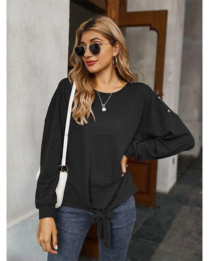 Contrast Button Shoulder Detail Sweater - Get it from Bo