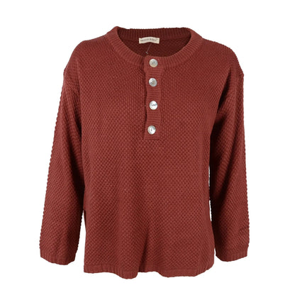 Contrast Half Button Down Sweater - Get it from Bo