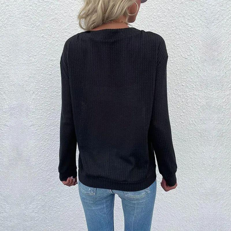 Contrast Half Button Front Sweater - Get it from Bo
