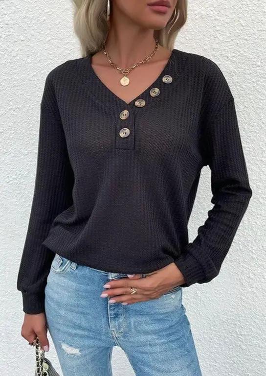 Contrast Half Button Front Sweater - Get it from Bo