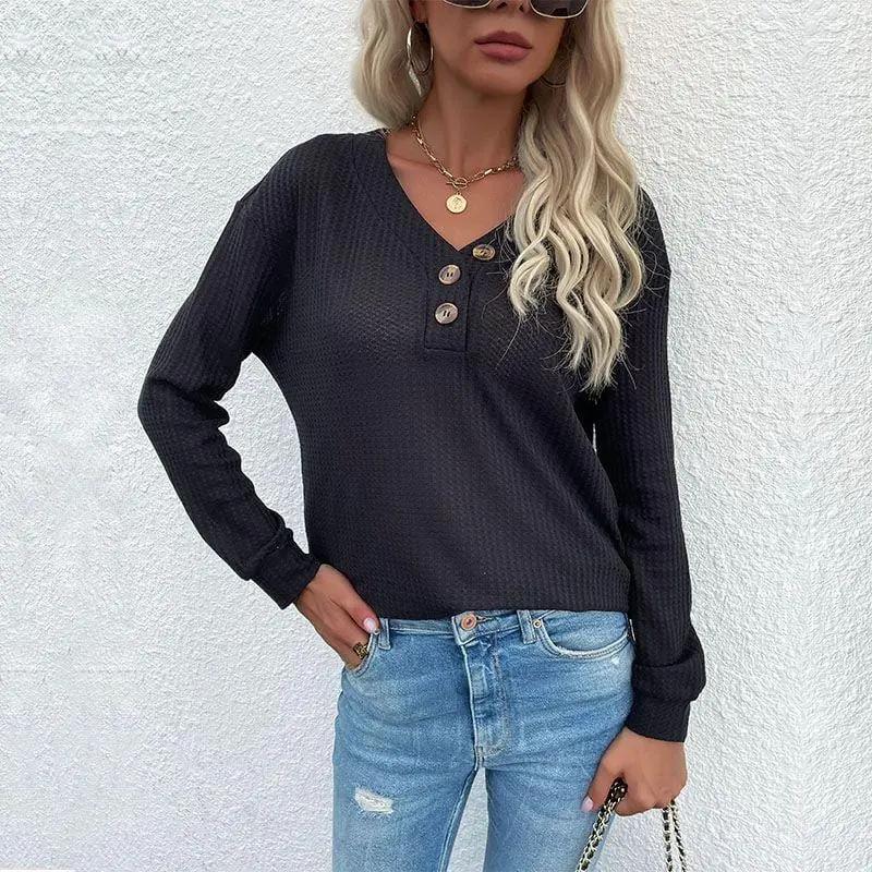 Contrast Half Button Front Sweater - Get it from Bo
