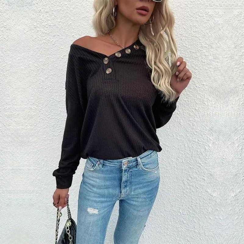 Contrast Half Button Front Sweater - Get it from Bo
