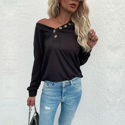 Contrast Half Button Front Sweater - Get it from Bo