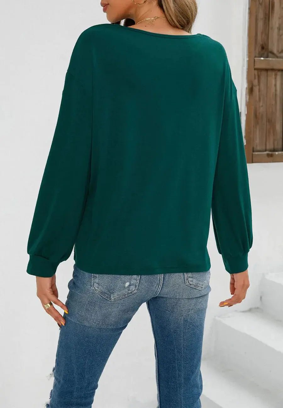 Contrast Side Button Sleeve Sweater - Get it from Bo