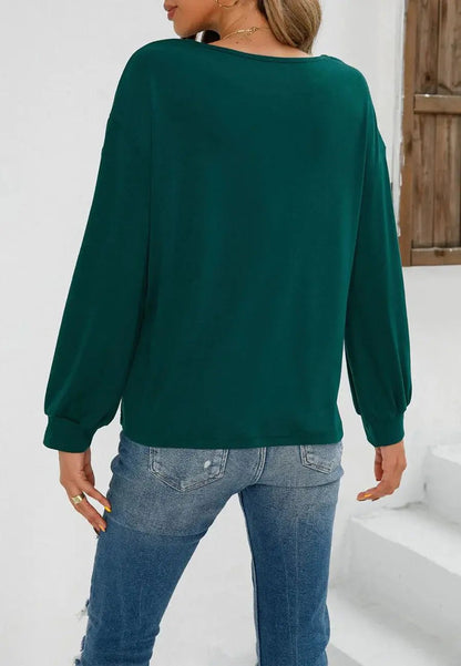 Contrast Side Button Sleeve Sweater - Get it from Bo