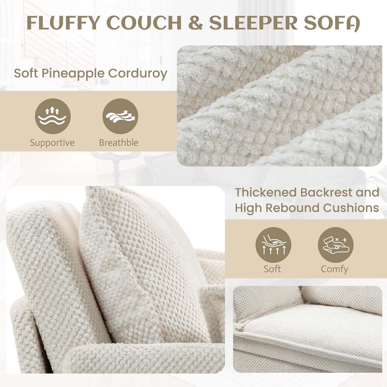 Convertible King Sofa Bed with USB Charging and Pockets ShipItFurniture