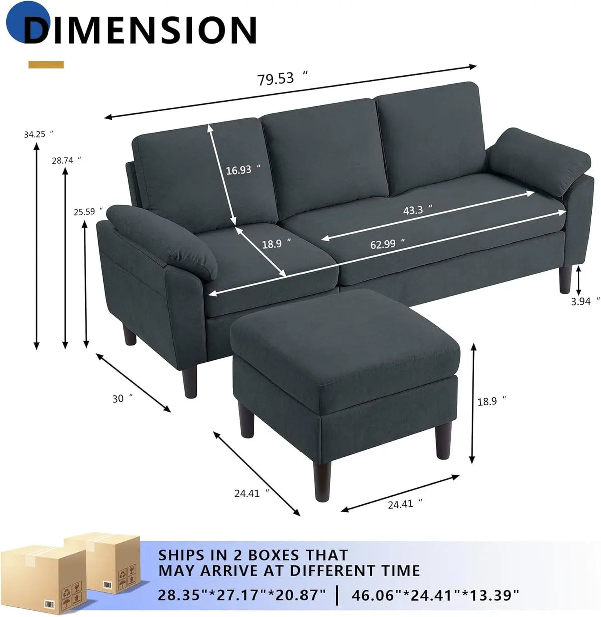 Convertible L Shaped Sectional Sofa with Storage Chaise - Get it from Bo