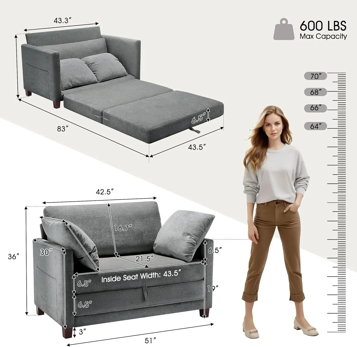 Convertible Loveseat Sleeper Sofa Bed for Small Spaces - Get it from Bo