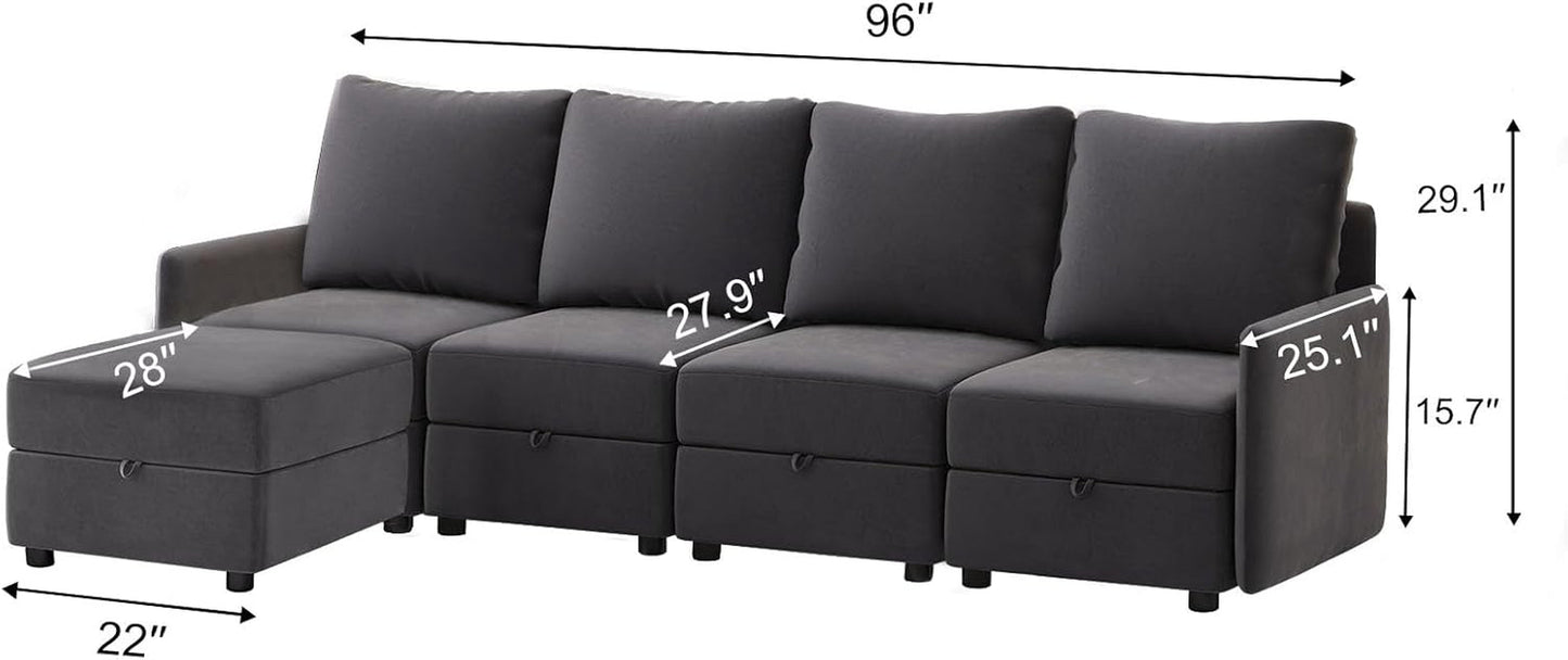 Convertible Modular Sectional Sofa with Memory Foam Comfort ShipItFurniture