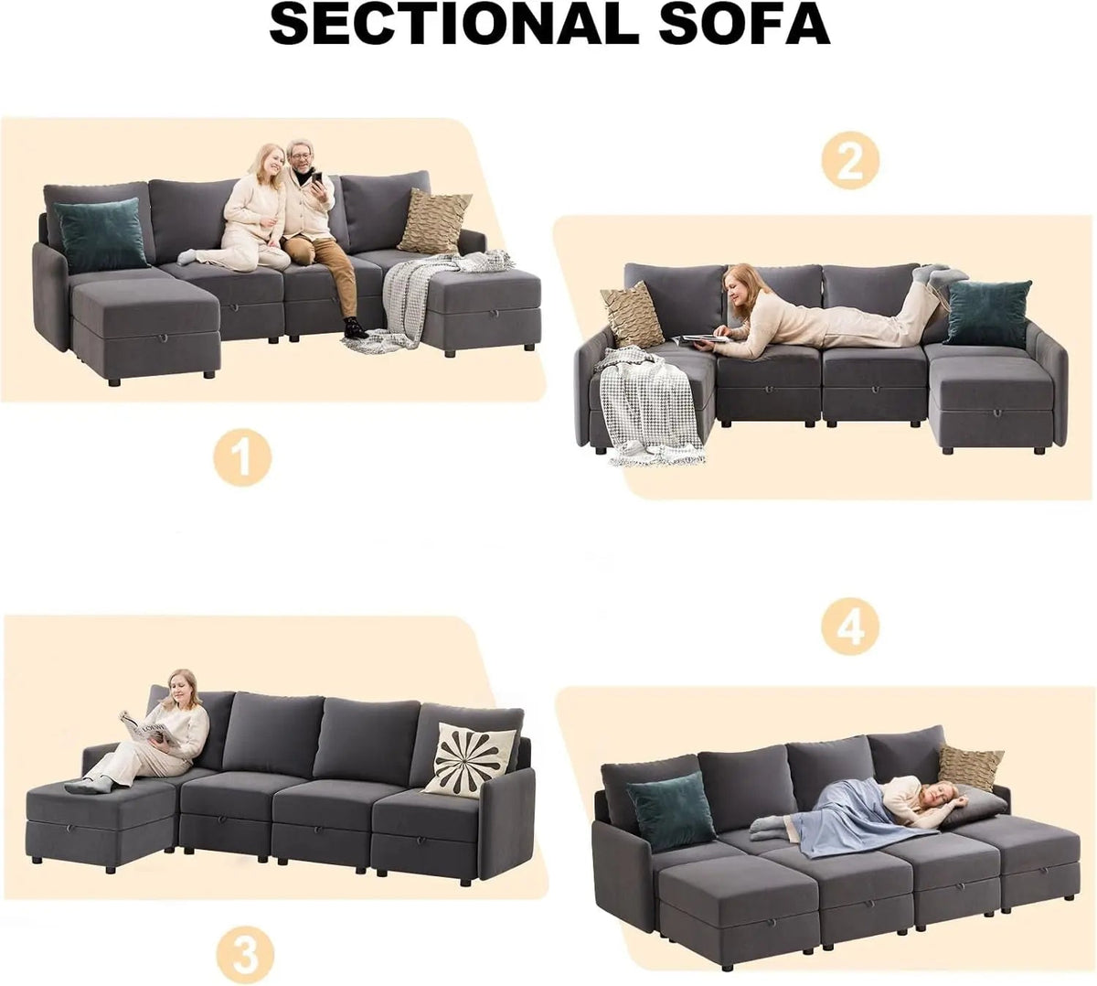 Convertible Modular Sectional Sofa with Memory Foam Comfort - Get it from Bo