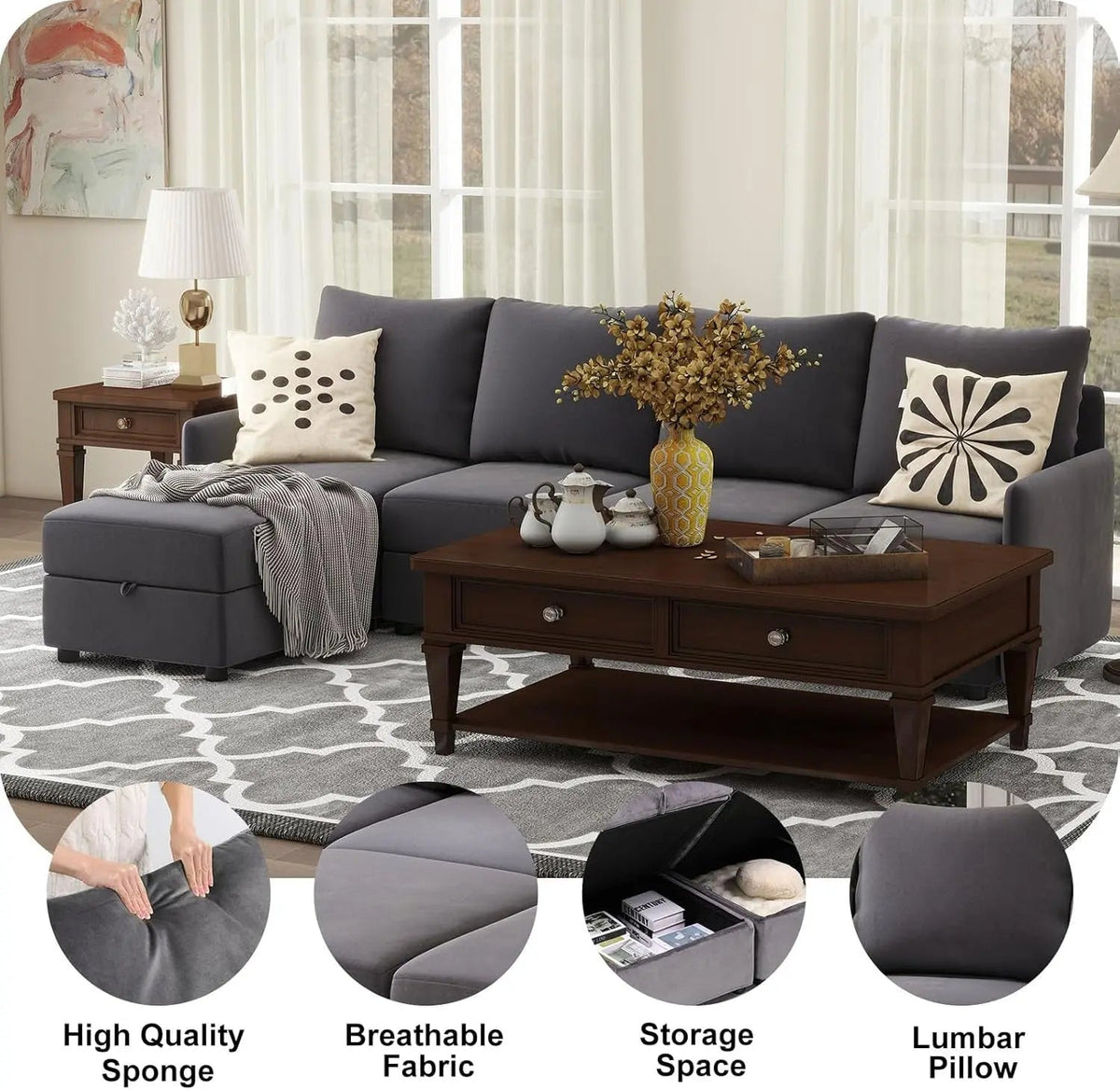 Convertible Modular Sectional Sofa with Memory Foam Comfort - Get it from Bo