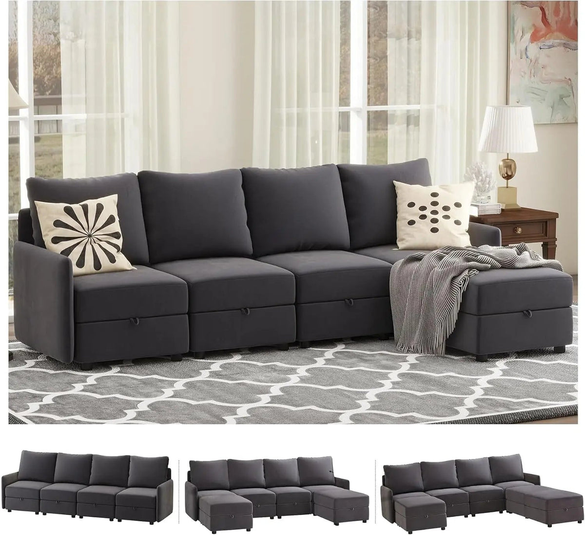Convertible Modular Sectional Sofa with Memory Foam Comfort - Get it from Bo