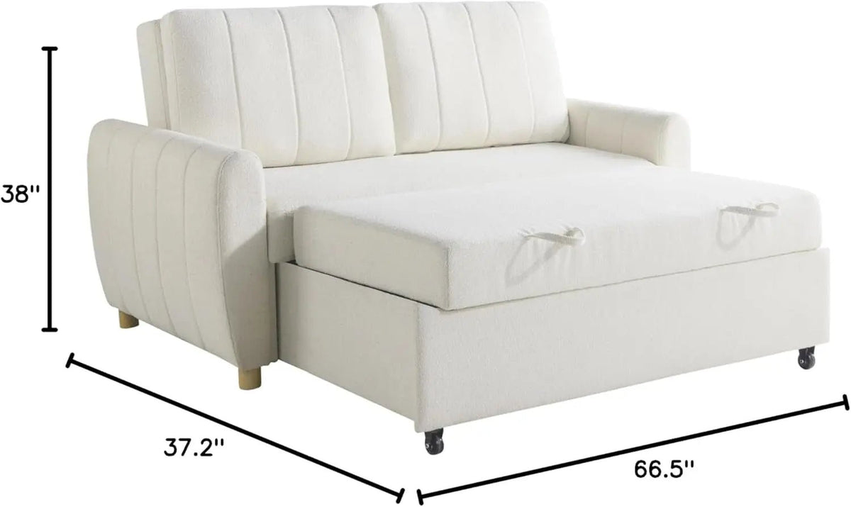Convertible Sleeper Loveseat 66 Inch Polyester Ivory - Get it from Bo