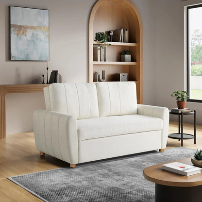 Convertible Sleeper Loveseat 66 Inch Polyester Ivory - Get it from Bo