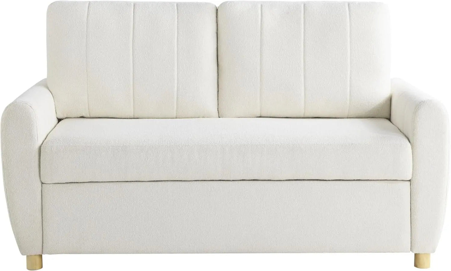 Convertible Sleeper Loveseat 66 Inch Polyester Ivory - Get it from Bo