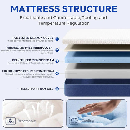 Cooling Memory Foam Mattress With Pressure Relief Technology - Get it from Bo