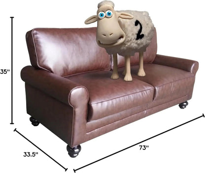 Copenhagen Rolled Arm Loveseat Chestnut Bonded Leather - Get it from Bo