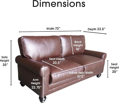 Copenhagen Rolled Arm Loveseat Chestnut Bonded Leather - Get it from Bo