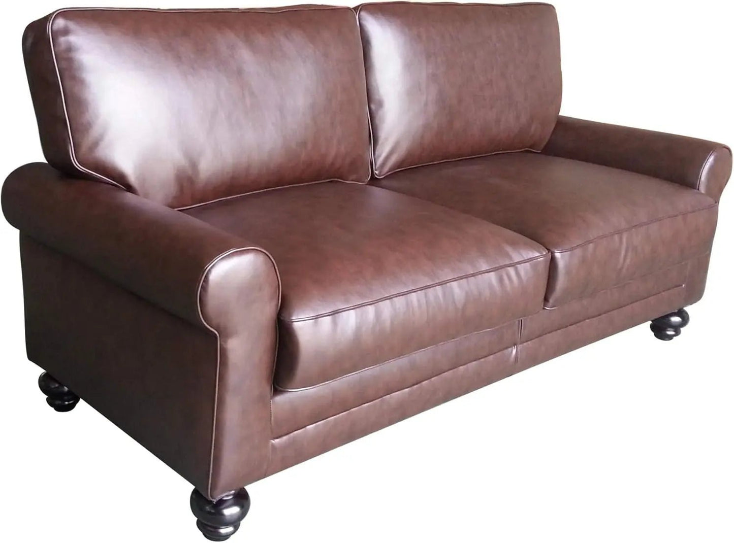 Copenhagen Rolled Arm Loveseat Chestnut Bonded Leather - Get it from Bo