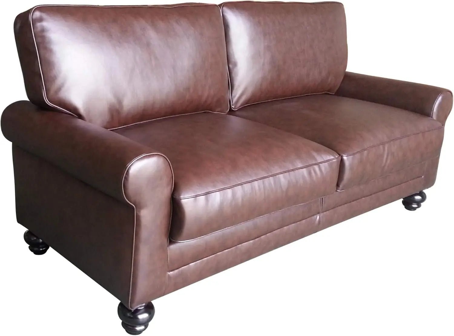 Copenhagen Rolled Arm Loveseat Chestnut Bonded Leather - Get it from Bo