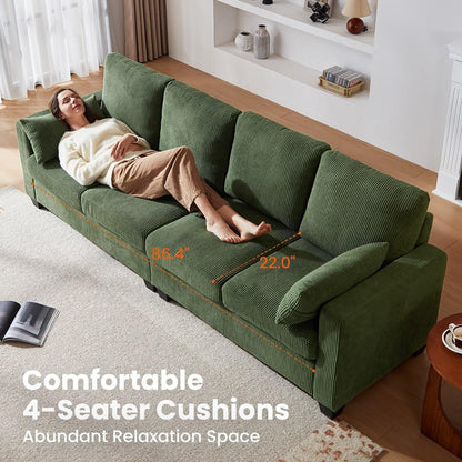 Corduroy Modular L Shaped Couch with Storage Ottoman ShipItFurniture