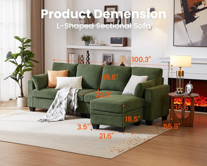 Corduroy Modular L Shaped Couch with Storage Ottoman ShipItFurniture