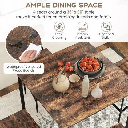 Counter Height Industrial Dining Table Set 36x36 Bar Stools - Get it from Bo