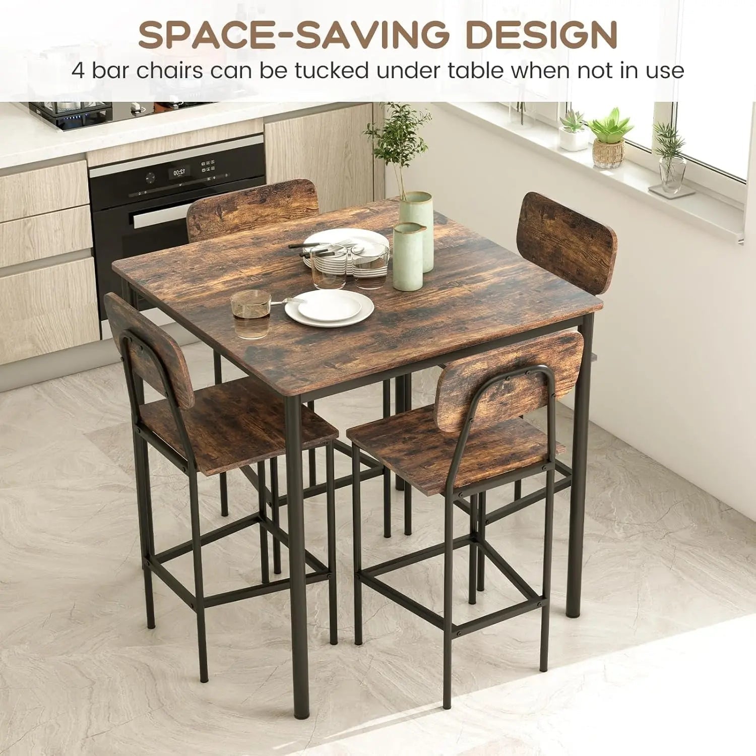 Counter Height Industrial Dining Table Set 36x36 Bar Stools - Get it from Bo
