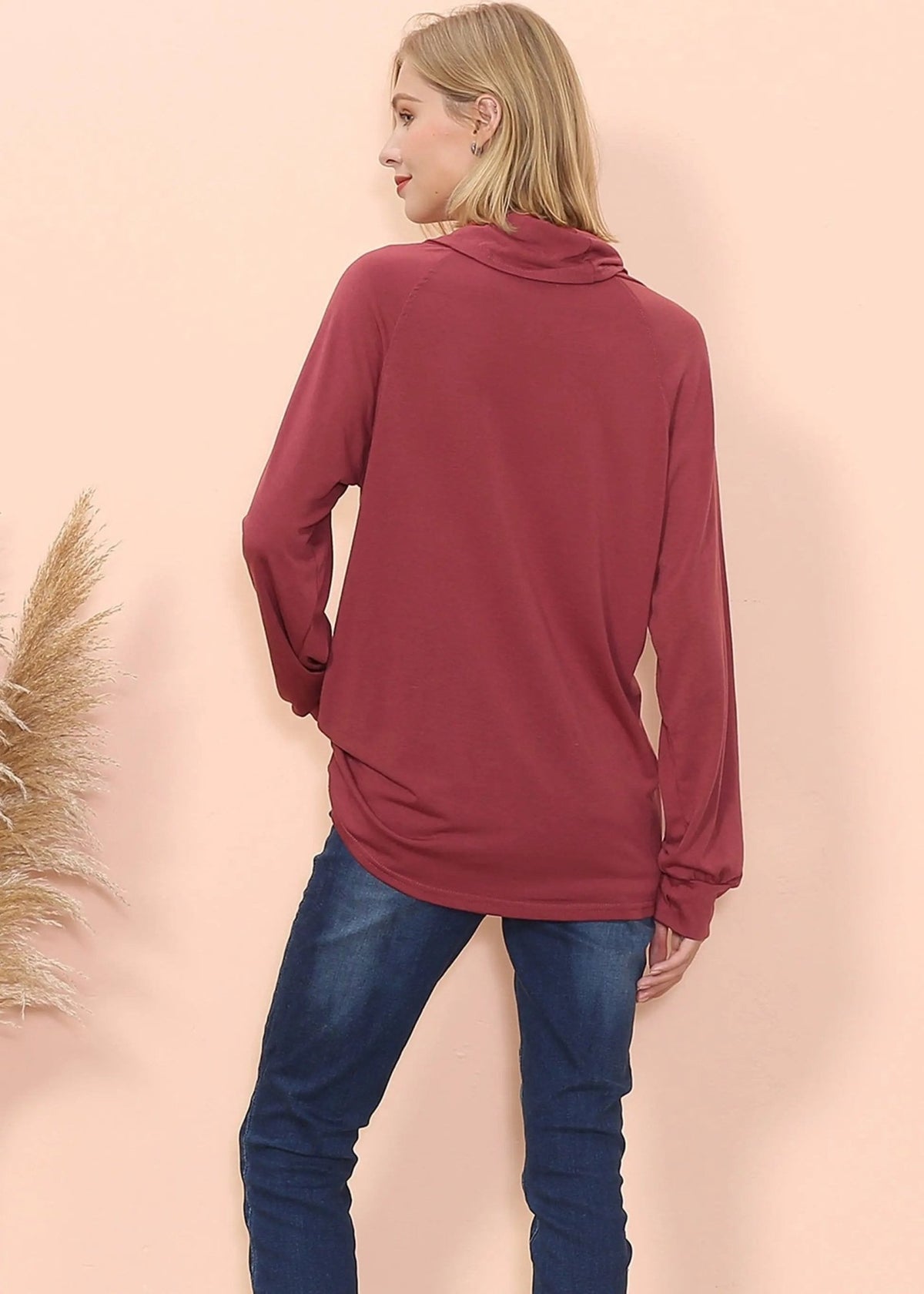 Cowl Neck Long Sleeve Pullover - Get it from Bo