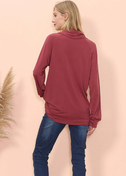 Cowl Neck Long Sleeve Pullover - Get it from Bo