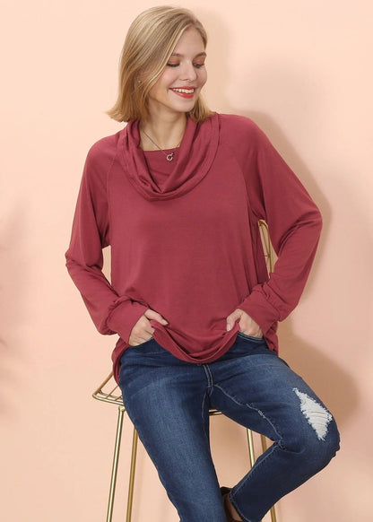 Cowl Neck Long Sleeve Pullover - Get it from Bo