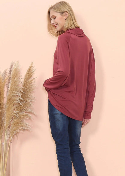 Cowl Neck Long Sleeve Pullover - Get it from Bo