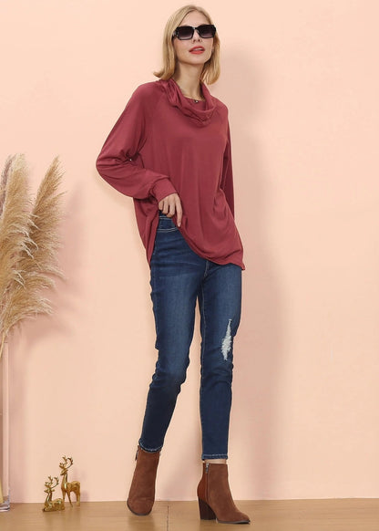 Cowl Neck Long Sleeve Pullover - Get it from Bo