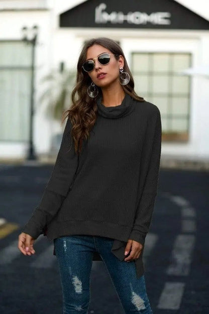 Cowl Neck Waffle Knit Sweater - Get it from Bo