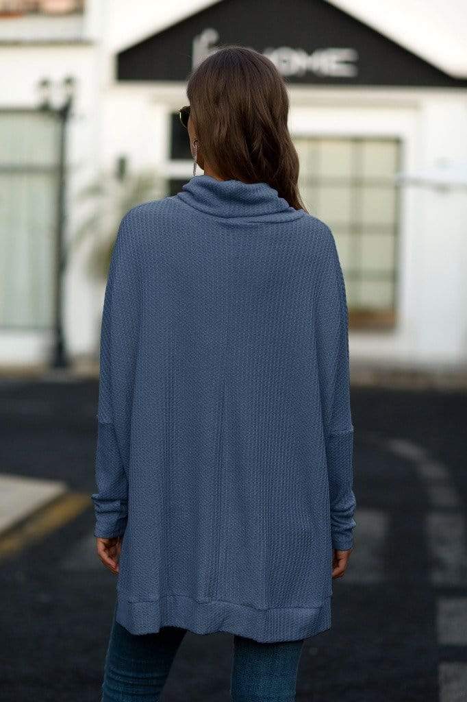 Cowl Neck Waffle Knit Sweater - Get it from Bo