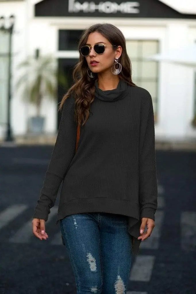Cowl Neck Waffle Knit Sweater - Get it from Bo