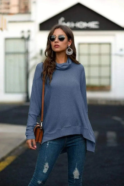 Cowl Neck Waffle Knit Sweater - Get it from Bo
