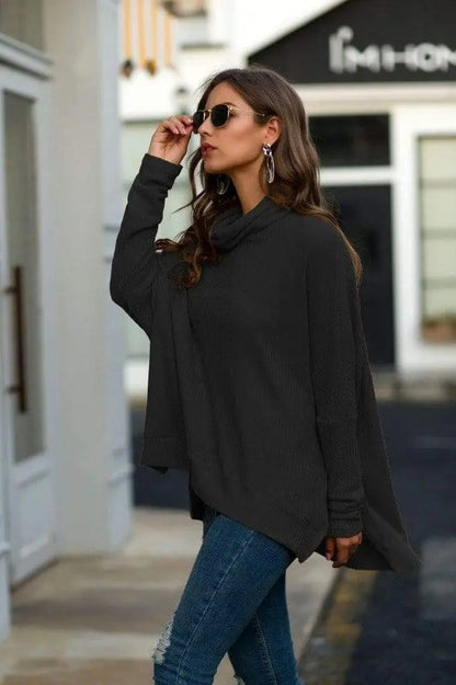 Cowl Neck Waffle Knit Sweater - Get it from Bo