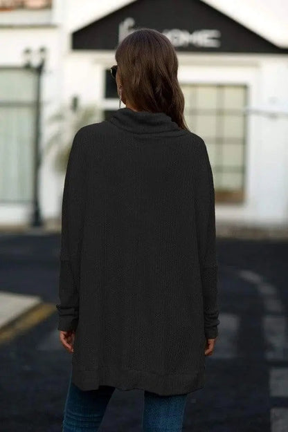 Cowl Neck Waffle Knit Sweater - Get it from Bo