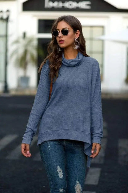 Cowl Neck Waffle Knit Sweater - Get it from Bo