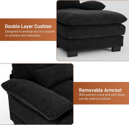 Cozy U Shape Sectional Sofa with Lounge Chaise ShipItFurniture