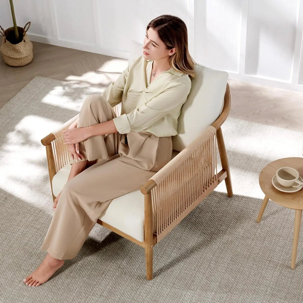 Cream Braided Accent Chairs Set Of 2 For Living Room - Get it from Bo