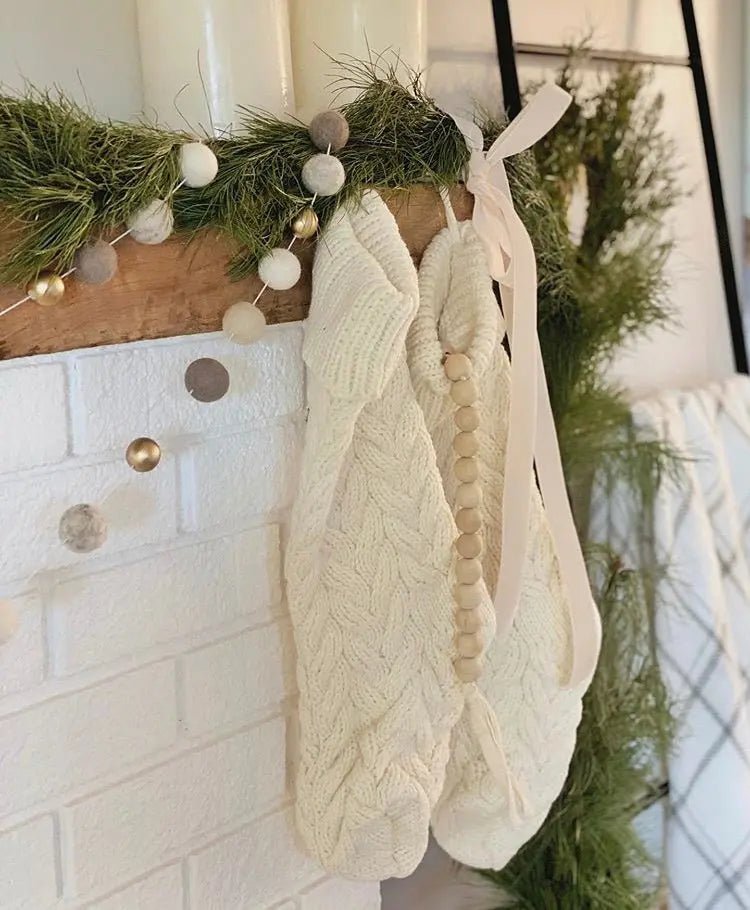 Cream Hand-Knitted Stocking - Get it from Bo