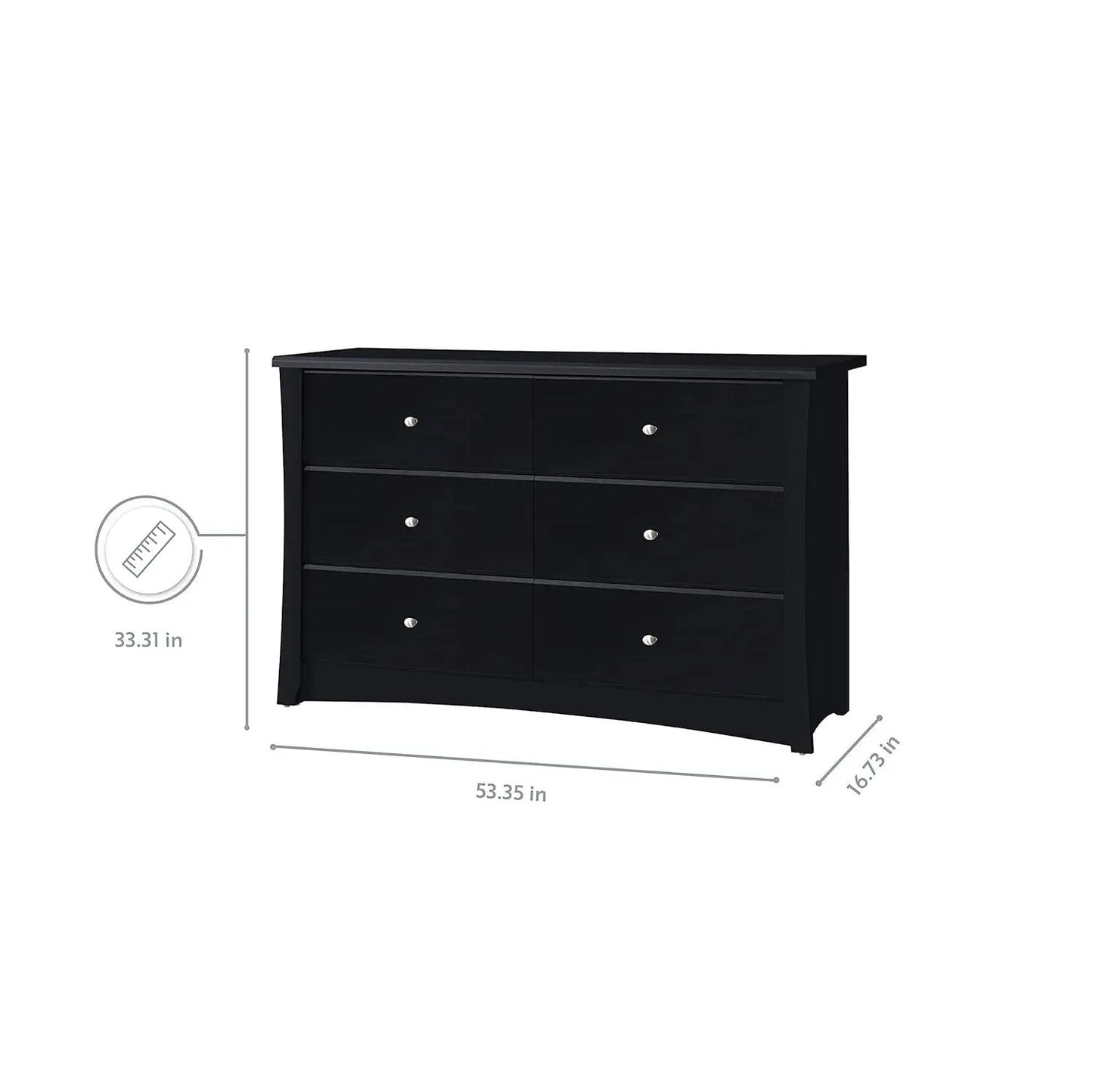 Crescent 6 Drawer Double Dresser (Black) – GREENGUARD Gold Certified, Dresser for Nursery, 6 Drawer Dresser, Kids Dresser, Nursery Dresser Drawer Organizer, Chest of Drawers - Get it from Bo