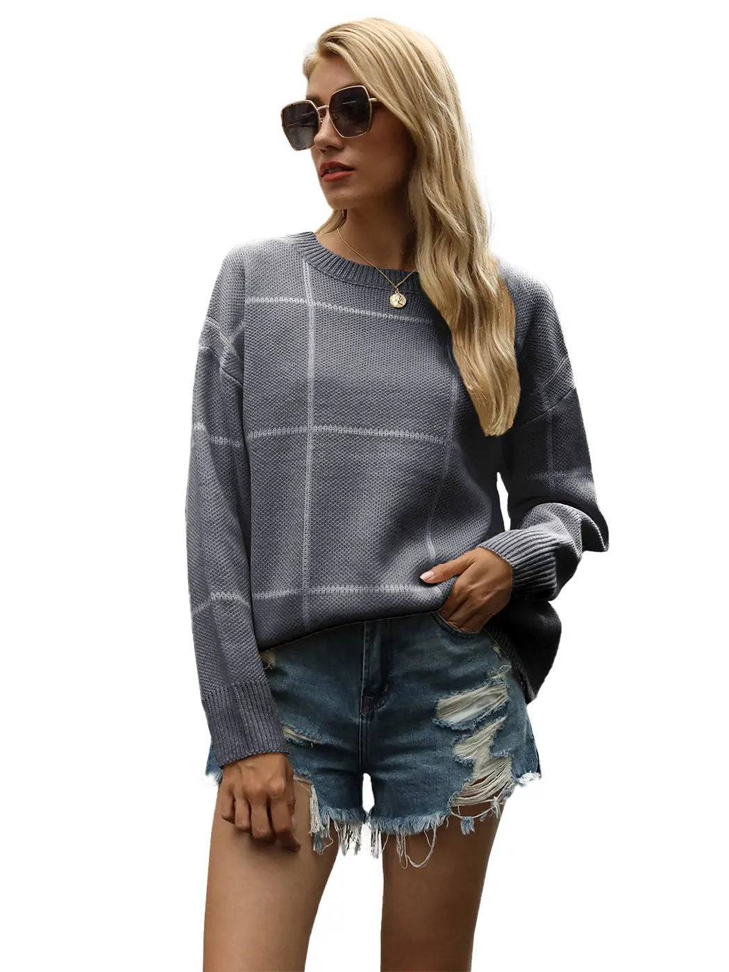 Crew Neck Ribbed Knit Pullover Sweater - Get it from Bo