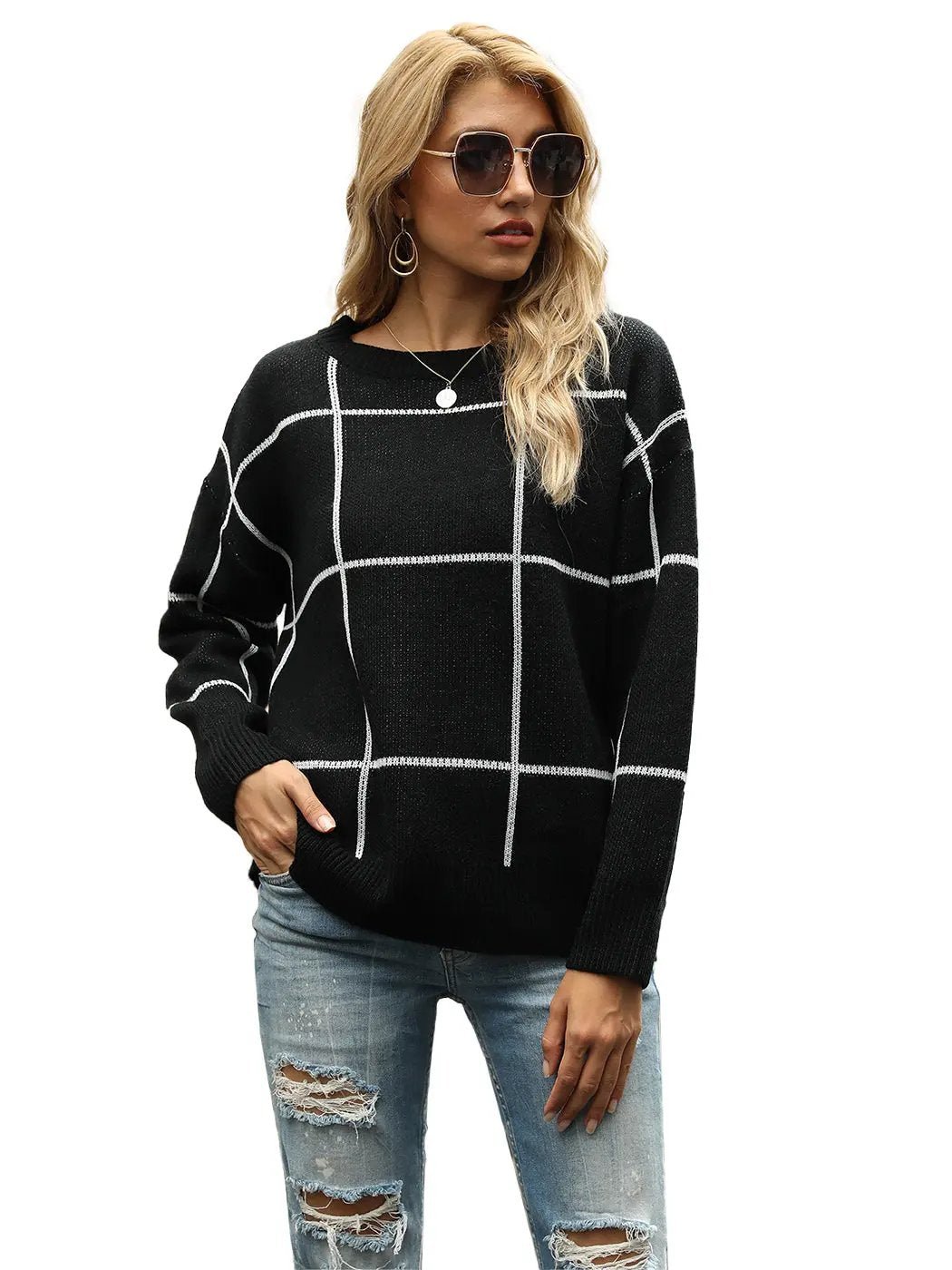 Crew Neck Ribbed Knit Pullover Sweater - Get it from Bo