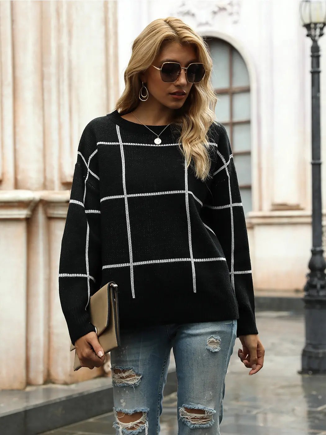 Crew Neck Ribbed Knit Pullover Sweater - Get it from Bo