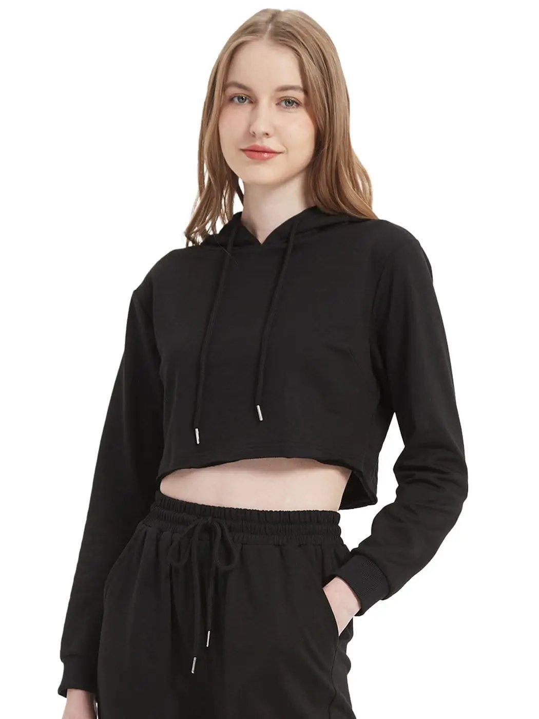Crop Top Sweatshirt Long Sleeve Hoodie Pullover - Get it from Bo