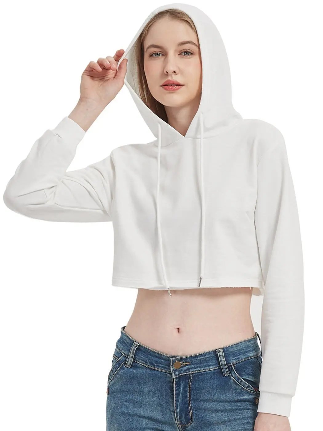 Crop Top Sweatshirt Long Sleeve Hoodie Pullover - Get it from Bo